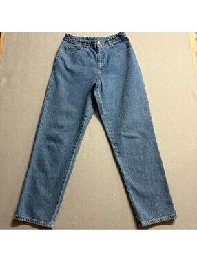 Sigrid Olsen Essentials Jeans Womens 12 Blue Denim High Rise Mom Straight Leg